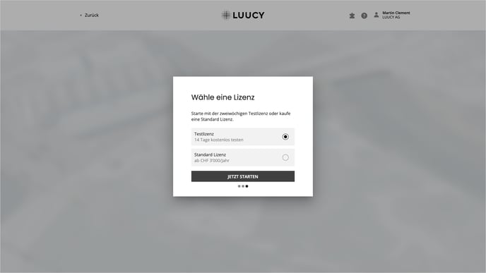 LUUCY Lizenz wählen